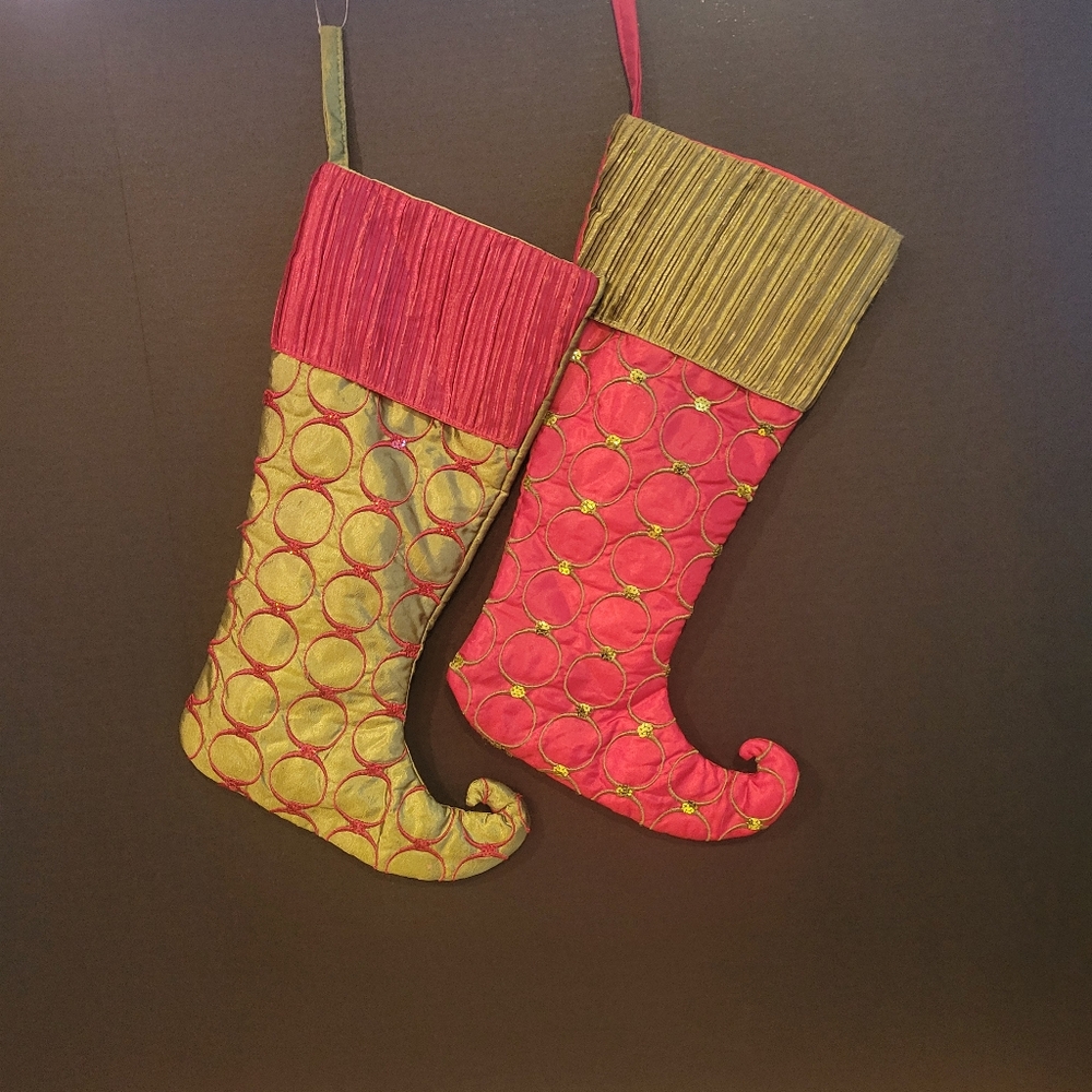 Pair of Coordinating Christmas Stockings with Bonus Gift
